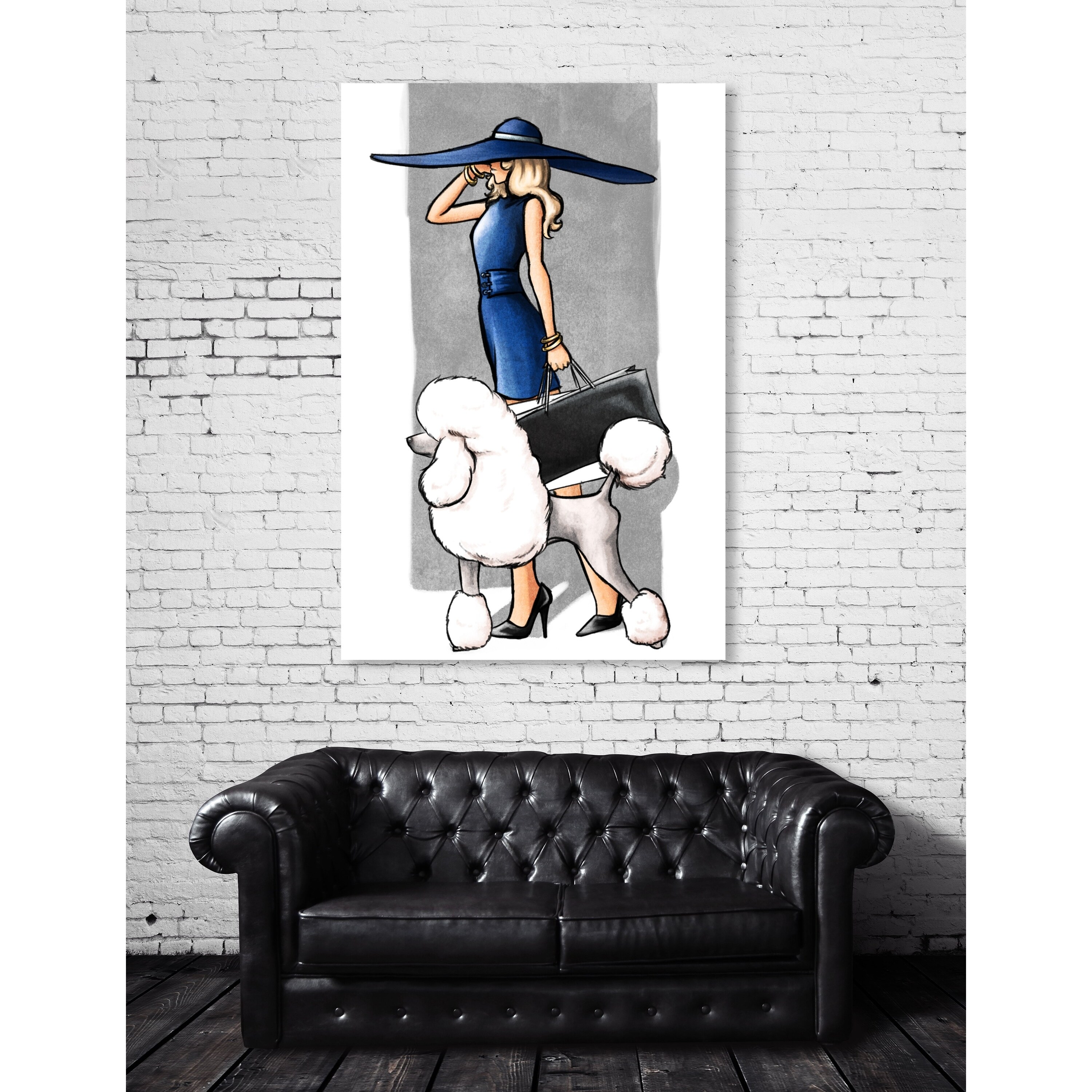 Oliver Gal 'Glam on a Stroll Blue' Fashion and Glam Wall Art