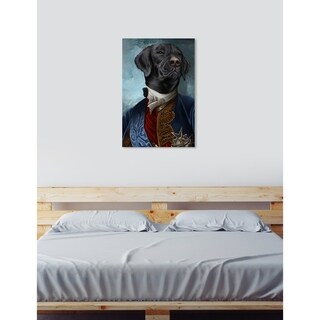 Oliver Gal 'gentleman Black Lab' Animals Wall Art Canvas Print - Blue 