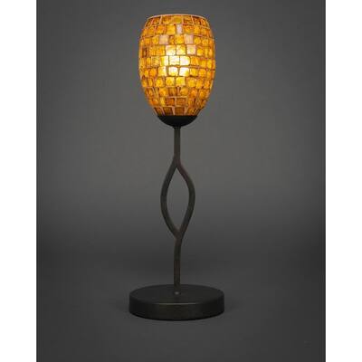 Toltec Revo 1 Light Accent Lamp Shown In Dark Granite Finish With 5'' Copper Mosaic Glass Shade