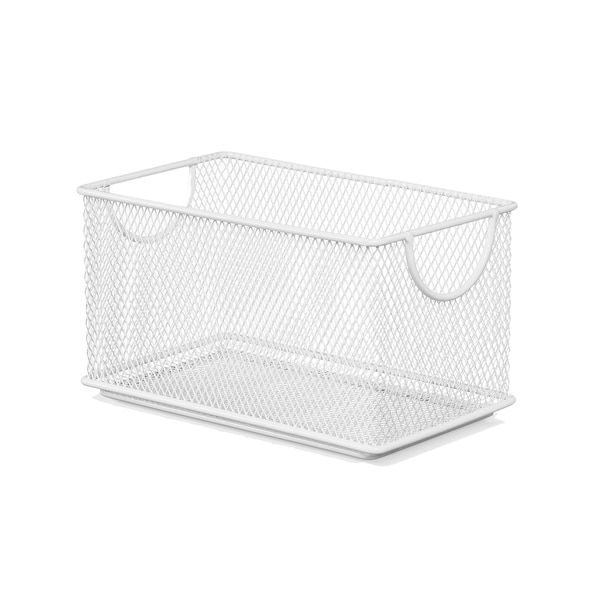Ybm Home Household Wire White Mesh Open Bin Shelf Storage Basket Organizer Upper: 7.75 in. L x 4.3 in. W x 4.3 in. H