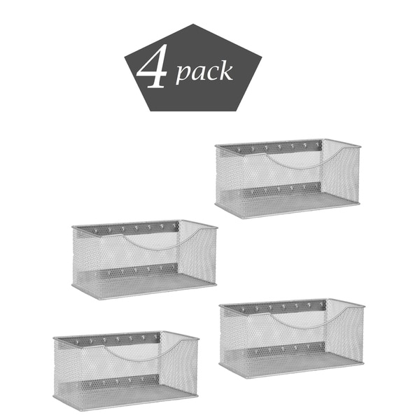 Ybm Home Wire Mesh Magnetic Storage Basket, Trash Caddy, Office Supply Organizer Silver 11 in. L x 5.5 in. W x 5 in. H 4 Pack