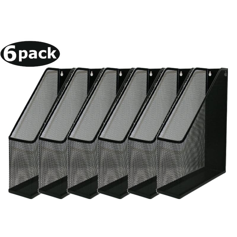 Ybm Home Black Mesh Steel Wall mount Hanging Desktop Magazine Document Letter File Holder 12 In. H x 10 In. L x 3 In. W 6 Pack