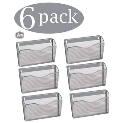 Ybm Home Single Pocket Office Mesh Wall Mount Hanging File Holder Organizer Silver 13.1 in. L 3.75 in. W 8.5 in L 6 Pack