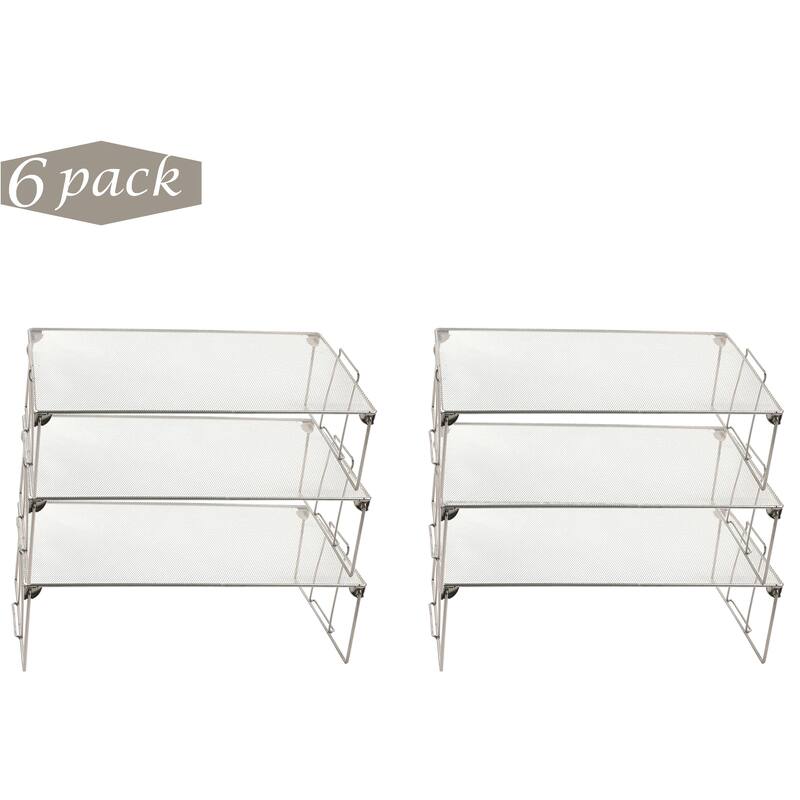 Ybm Home Stackable Mesh Shelf Silver Storage Rack for Kitchen/Office Wire Organizer 22 In. L x 12 In. W x 6.5 In. H 6 Pack