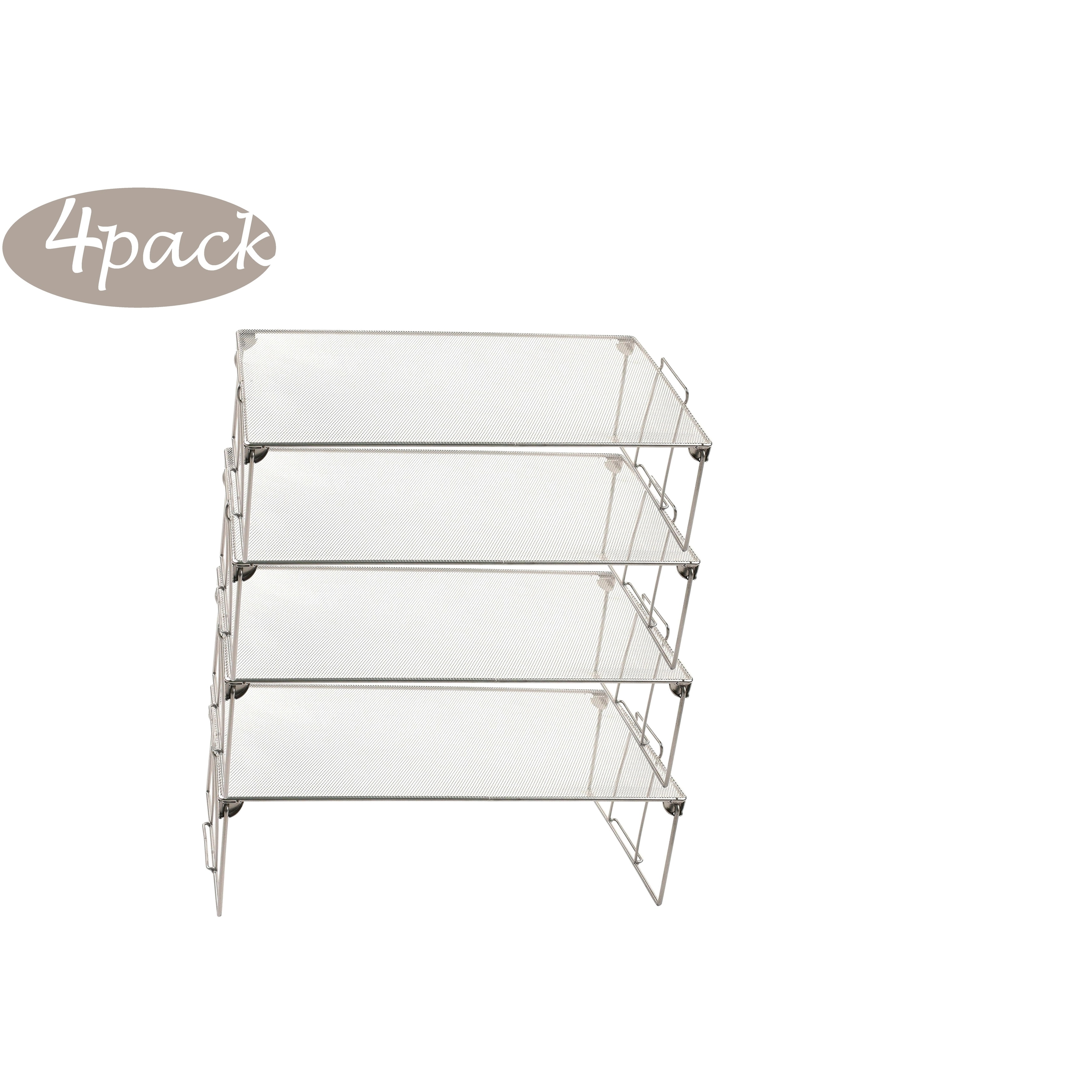 Shop Black Friday Deals On Ybm Home Stackable Mesh Shelf Silver Storage Rack For Kitchen Office Wire Organizer 16 25 In L X 10 In W X 5 In H 4 Pack Overstock 23387607