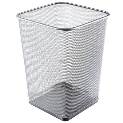 Ybm Home Steel Silver Mesh Square Open Top Waste Basket Wire Bin Trash Can for Office Kitchen Bathroom Home Capacity 5 Gallon
