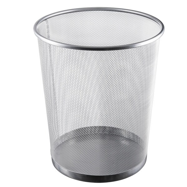 Silver, Square 6 Gallon Greenco Mesh Wastebasket Trash Can 2 Pack