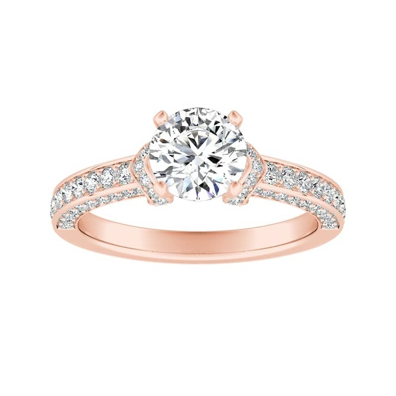 Auriya 14k Gold Modern 1 carat TW Round Diamond Engagement Ring (G-H, VS1-VS2) - 8 - Rose