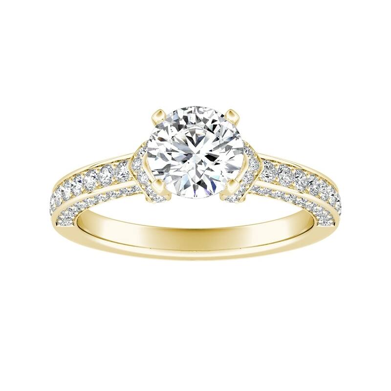 Auriya 14k Gold Modern 1 carat TW Round Diamond Engagement Ring (G-H, VS1-VS2) - 6 - Yellow