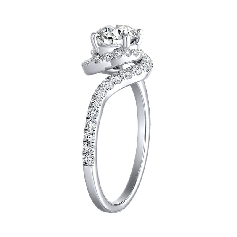 Auriya 14k Gold Round 1 carat TW Swirled Halo Diamond Engagement Ring (G-H, VS1-VS2)