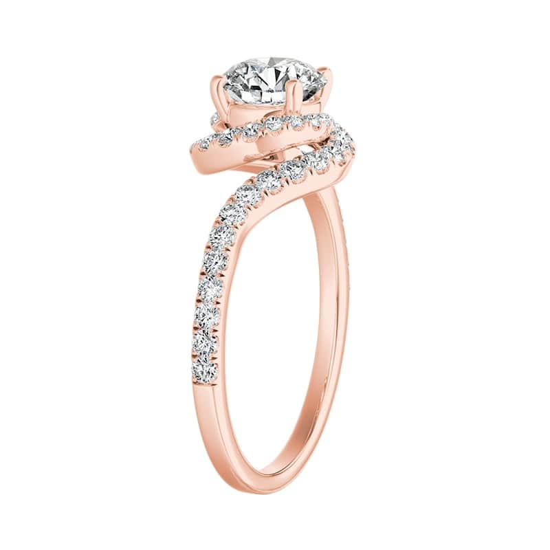 Auriya 14k Gold Round 1 carat TW Swirled Halo Diamond Engagement Ring (G-H, VS1-VS2)