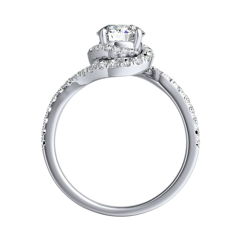 Auriya 14k Gold Round 1 carat TW Swirled Halo Diamond Engagement Ring (G-H, VS1-VS2)
