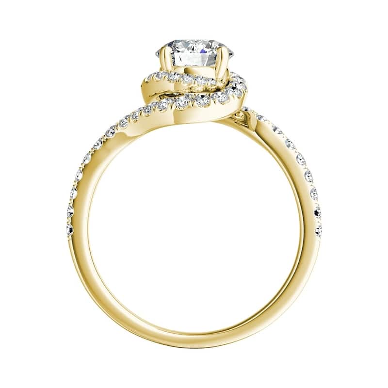 Auriya 14k Gold Round 1 carat TW Swirled Halo Diamond Engagement Ring (G-H, VS1-VS2)