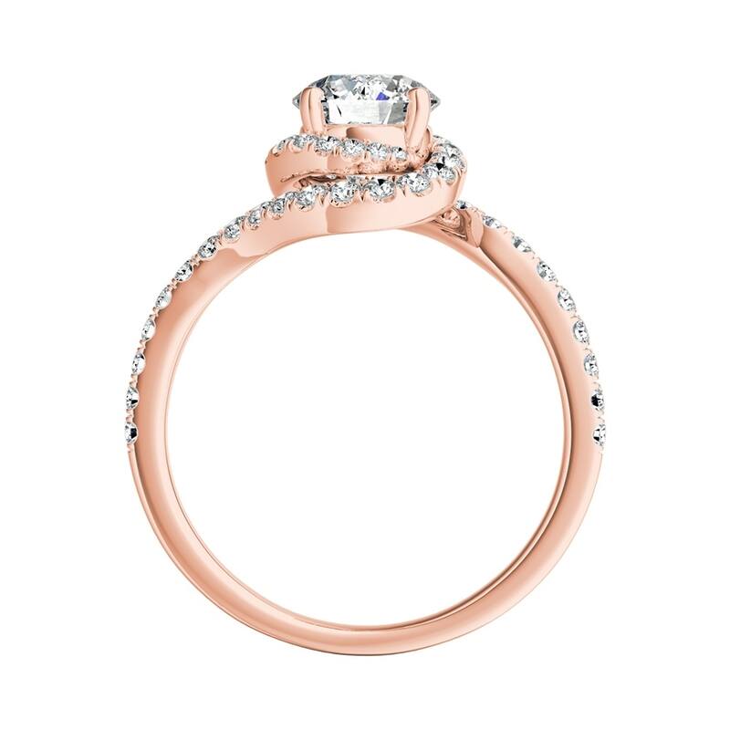Auriya 14k Gold Round 1 carat TW Swirled Halo Diamond Engagement Ring (G-H, VS1-VS2)