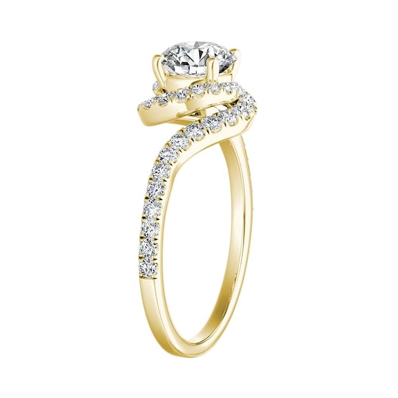 Auriya 14k Gold Round 1 carat TW Swirled Halo Diamond Engagement Ring (G-H, VS1-VS2)