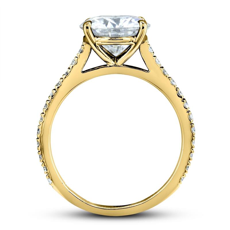 Kobelli 3 Carats Moissanite & Natural Diamond 14k Solid Gold Round Basket Cathedral Margaret Engagement Ring