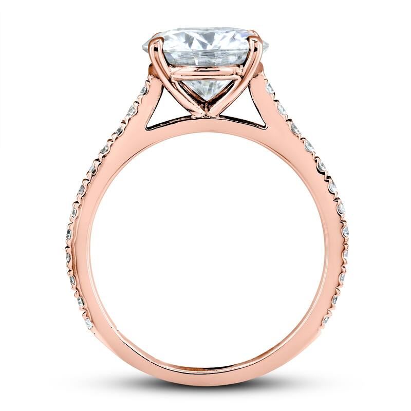 Kobelli 3 Carats Moissanite & Natural Diamond 14k Solid Gold Round Basket Cathedral Margaret Engagement Ring