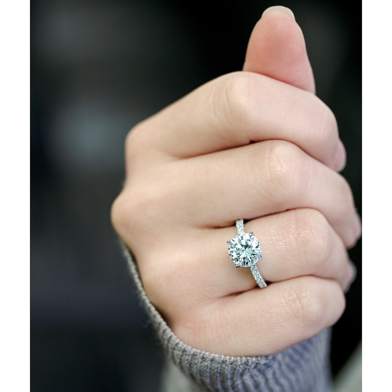 Engagement Ring Handmade Sterling Silver Ring Wedding Ring 3 Ct Brilliant Round Cut Moissanite Jewelry Promise Ring Gift for Her