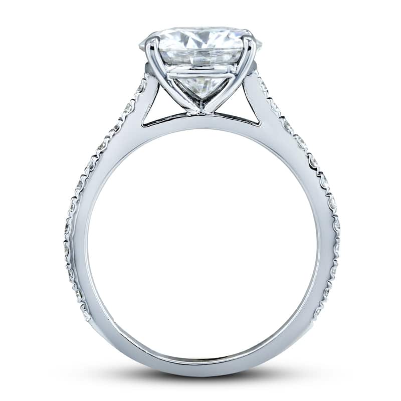 Annello by Kobelli 14k Gold 3 Carats (ct.tw) Basket Cathedral Round Brilliant-cut Moissanite and Diamond Ring (DEF/VS, GH/I)