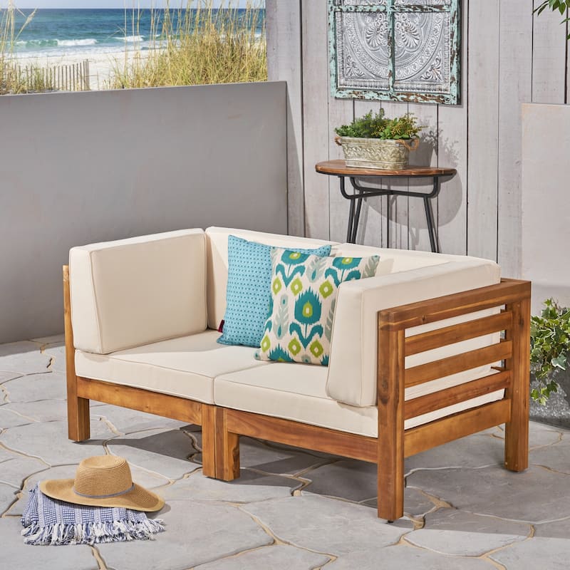 Oana Outdoor 2-seater Sectional Acacia Loveseat by Christopher Knight Home