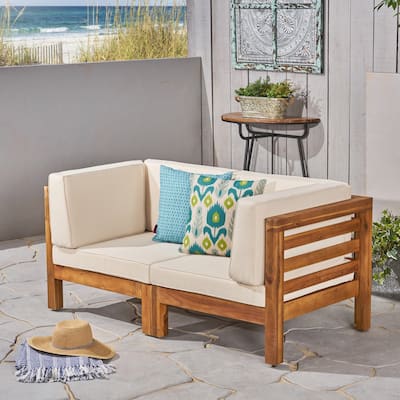 Oana Outdoor 2-seater Sectional Acacia Loveseat by Christopher Knight Home