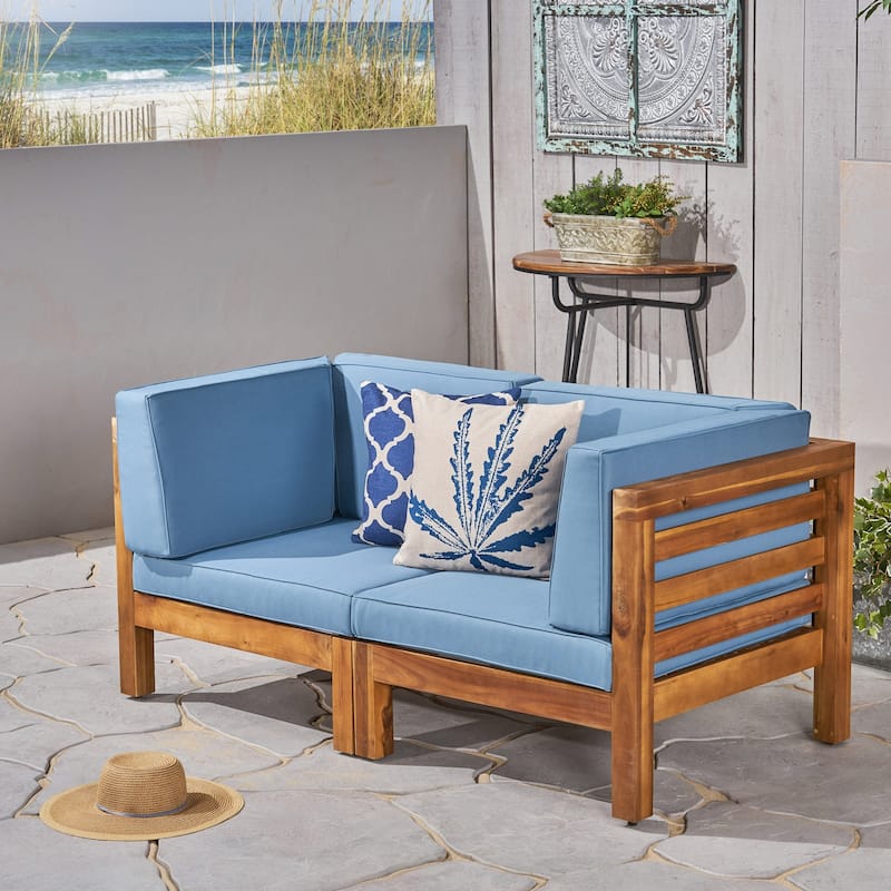 Oana Outdoor 2-seater Sectional Acacia Loveseat by Christopher Knight Home