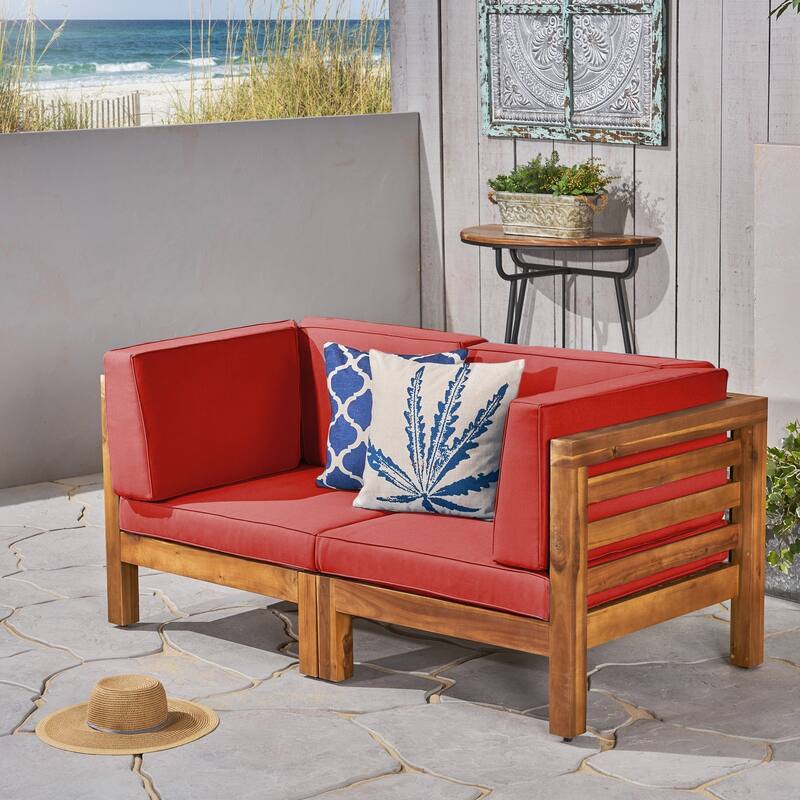 Oana Outdoor 2-seater Sectional Acacia Loveseat by Christopher Knight Home