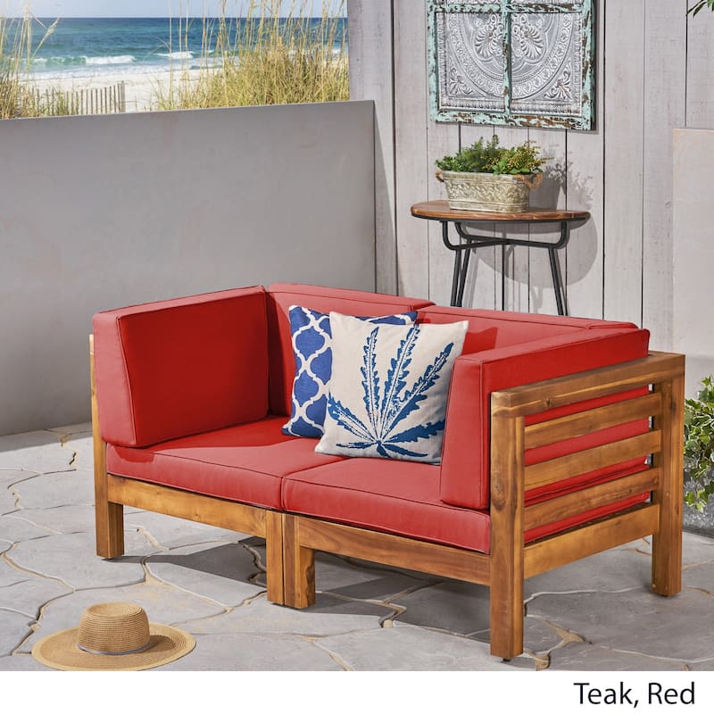 Oana Outdoor 2-seater Sectional Acacia Loveseat by Christopher Knight Home