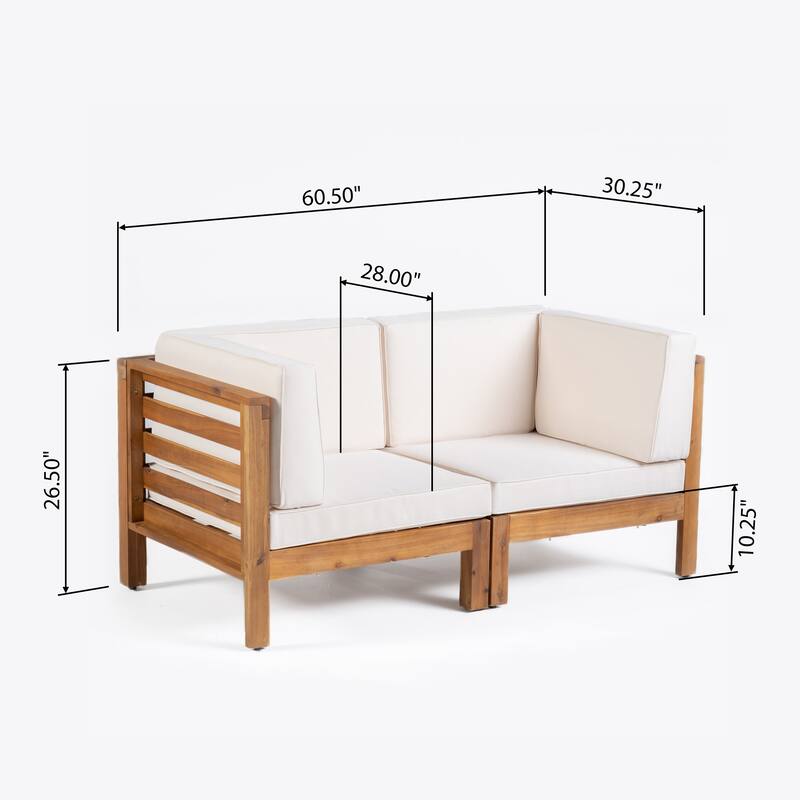 Oana Outdoor 2-seater Sectional Acacia Loveseat by Christopher Knight Home