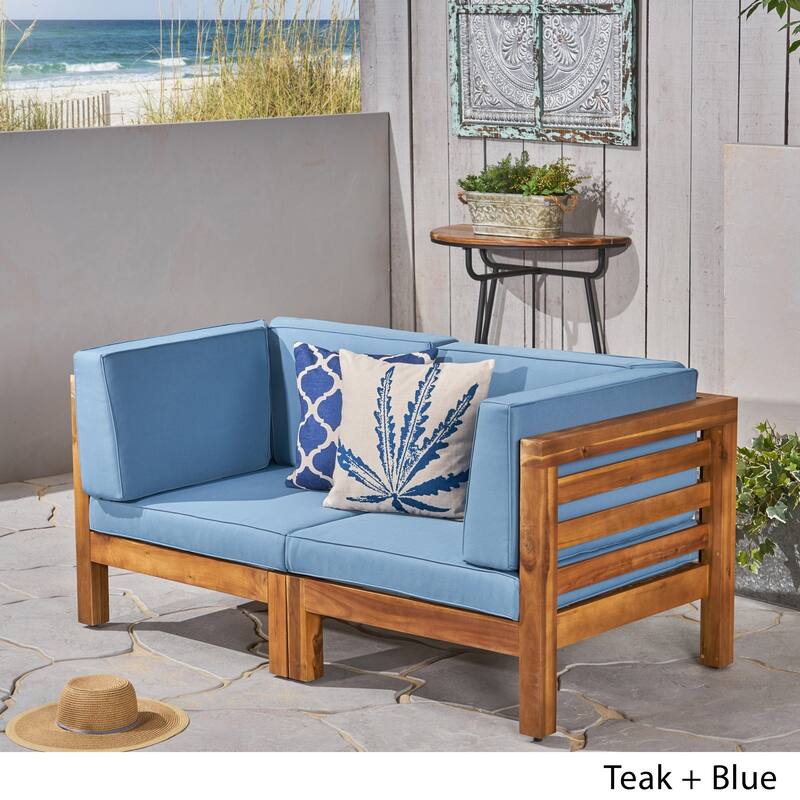 Oana Outdoor 2-seater Sectional Acacia Loveseat by Christopher Knight Home
