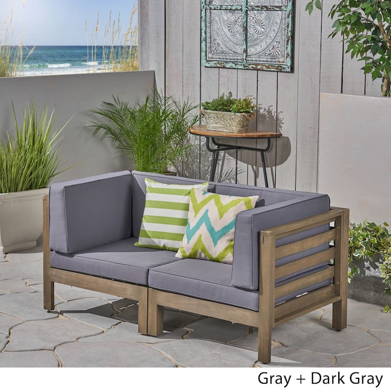 Oana Outdoor 2-seater Sectional Acacia Loveseat by Christopher Knight Home