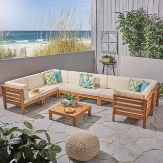 Oana Outdoor 9-piece Acacia Wood U-shaped Sectional Set by Christopher Knight Home