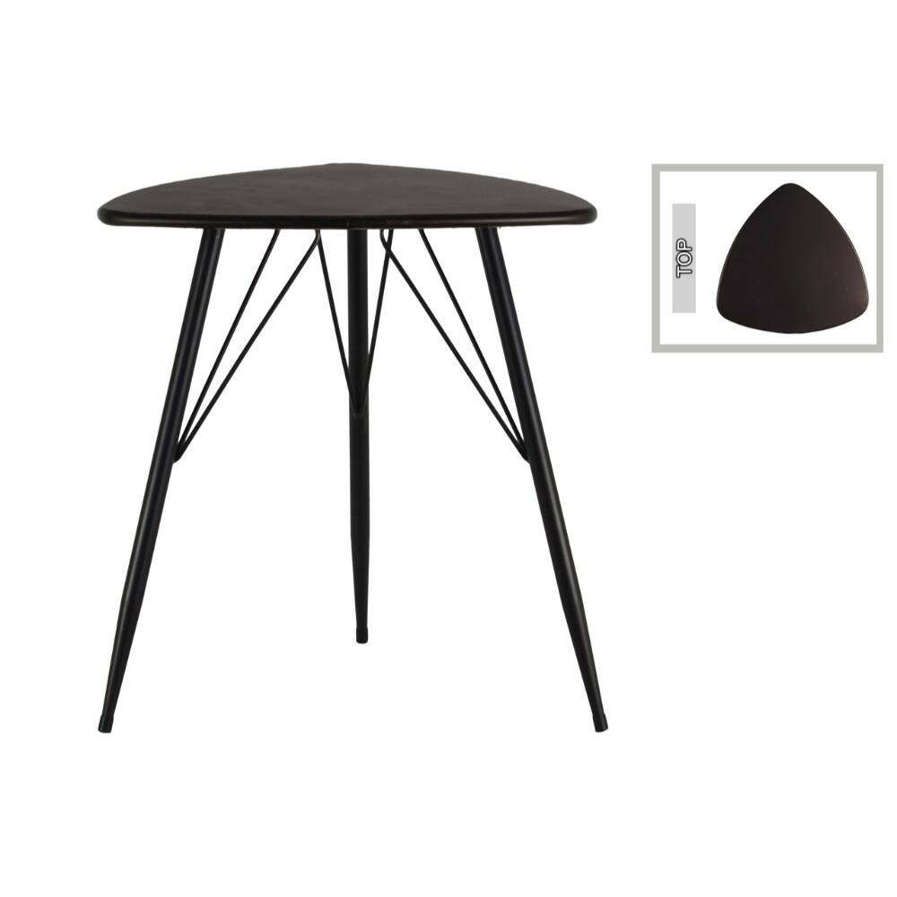 Metal Triangular Table with Curved Edges, Gunmetal Gray