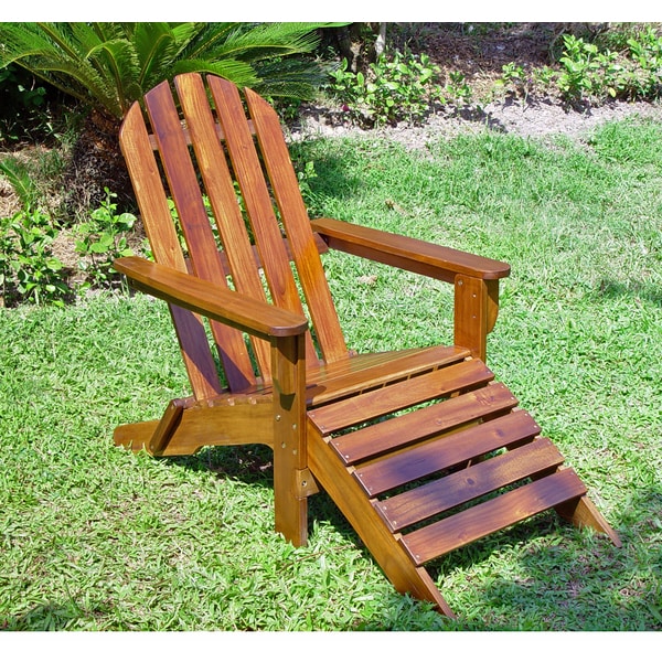 International Caravan Adirondack Chair with Attached Footrest 