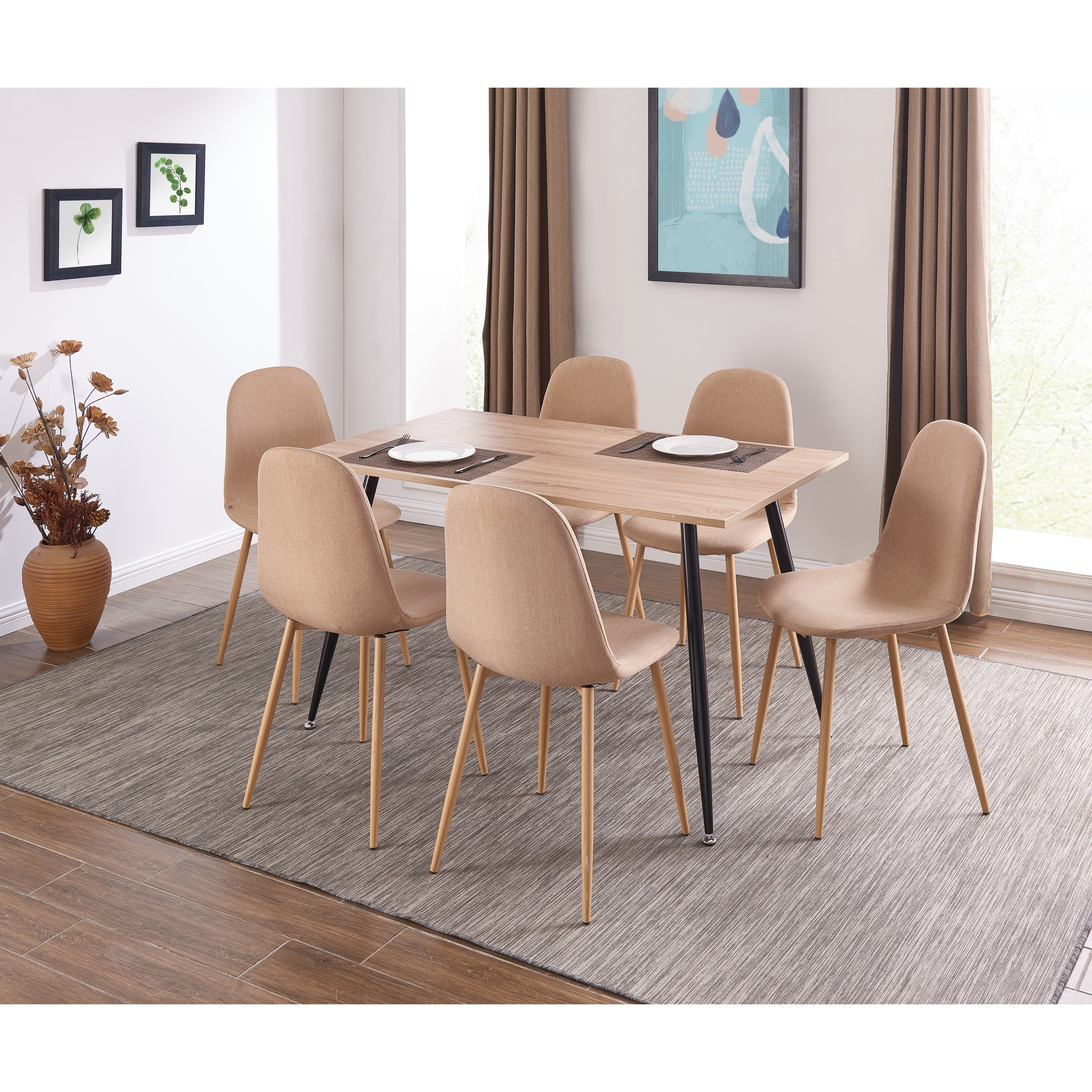 Ids Oinline Modern Style Designed Dining Table Wooden Look Mdf Top Black Coated Metal Leg Rectangular Walnut Ids Oinline Modern Style Designed Dining Table Wooden Look Mdf Top Black Coated Metal Leg Rectangular Walnut