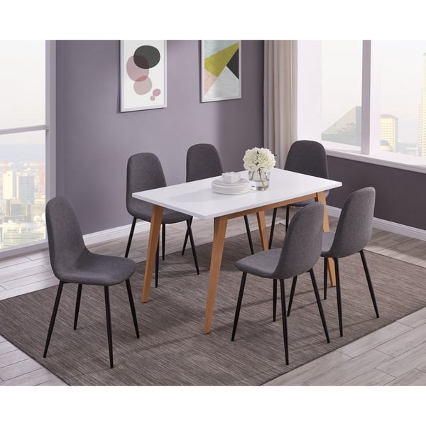 Ids Online Contemporary Norway Simplicity Style Mdf Dining Table With Wooden Skin Cover Metal Leg For 6 Rectangular White Ids Online Contemporary Norway Simplicity Style Mdf Dining Table With Wooden Skin Cover Metal Leg For 6 Rectangular White