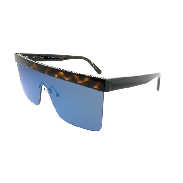 Stella McCartney Shield SC 0148S Falabella 003 Women Dark Havana Frame Blue Mirror Lens Sunglasses. Opens flyout.