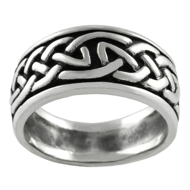 Journee Collection Sterling Silver Celtic Pattern Ring - Overstock ...