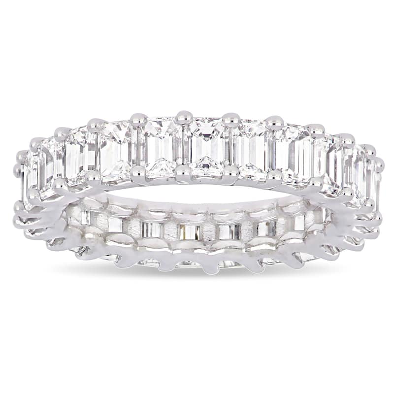 Miadora 18k White Gold 3-3/4ct TDW Emerald-Cut Diamond Full-Eternity Band