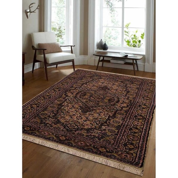 Hand Knotted Persian Wool Oriental Area Rug Bidzar Cream Hand Knotted Persian Wool