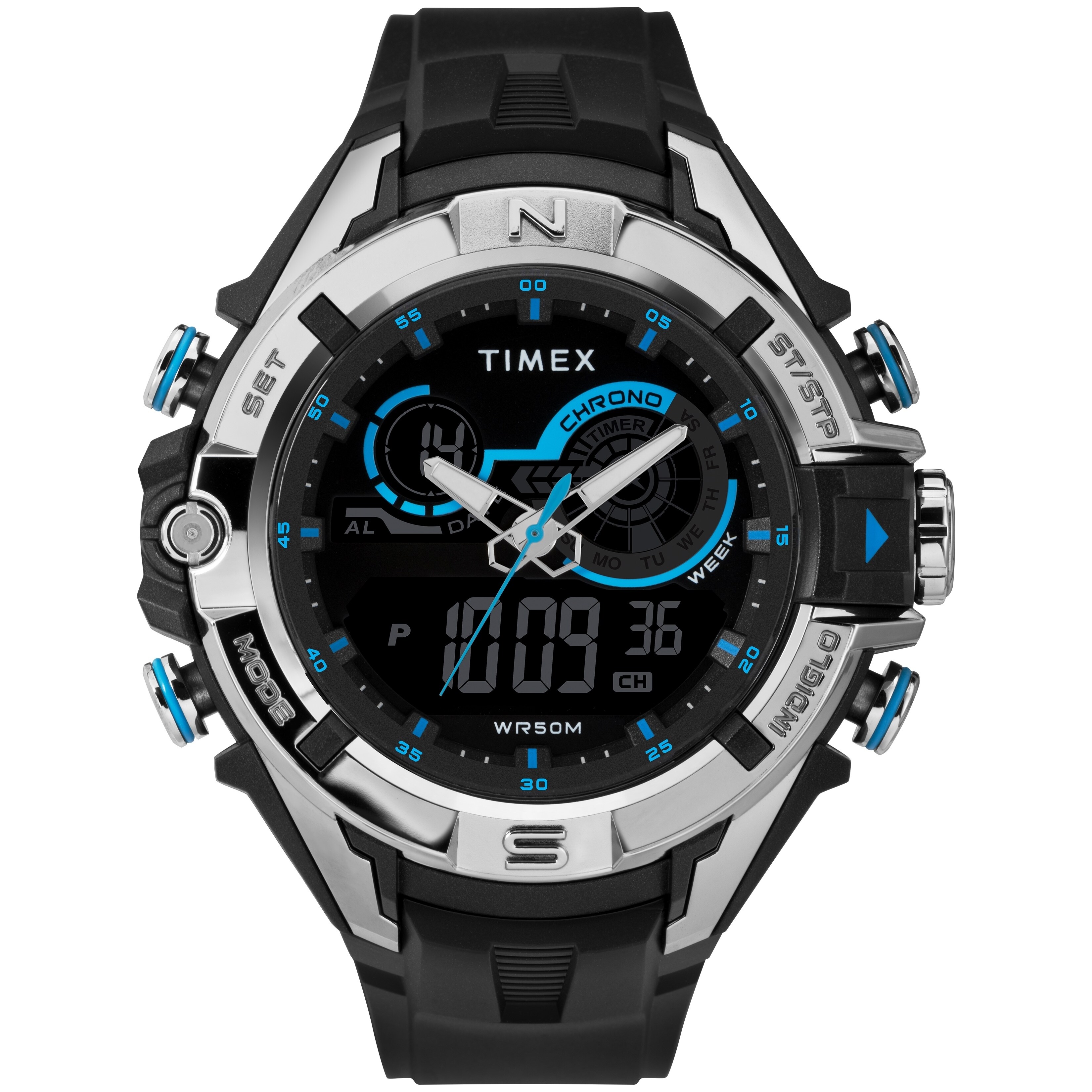 timex men's tactic dgtl big combo resin strap watch
