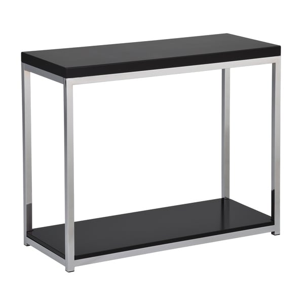 Wall Street Foyer Table in Chrome and Black Finish
