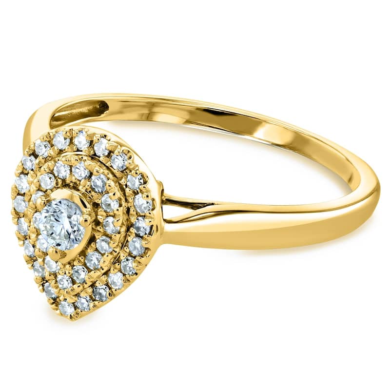 Annello by Kobelli 14k White Gold 1/5 Carat TDW Pear Double Halo Diamond Ring