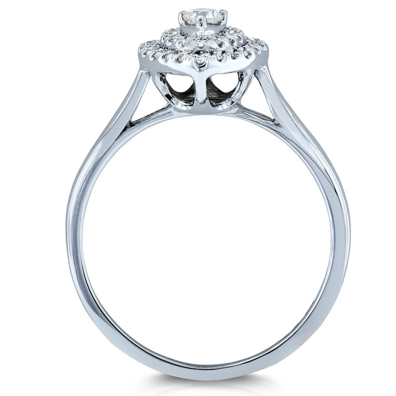 Annello by Kobelli 14k White Gold 1/5 Carat TDW Pear Double Halo Diamond Ring