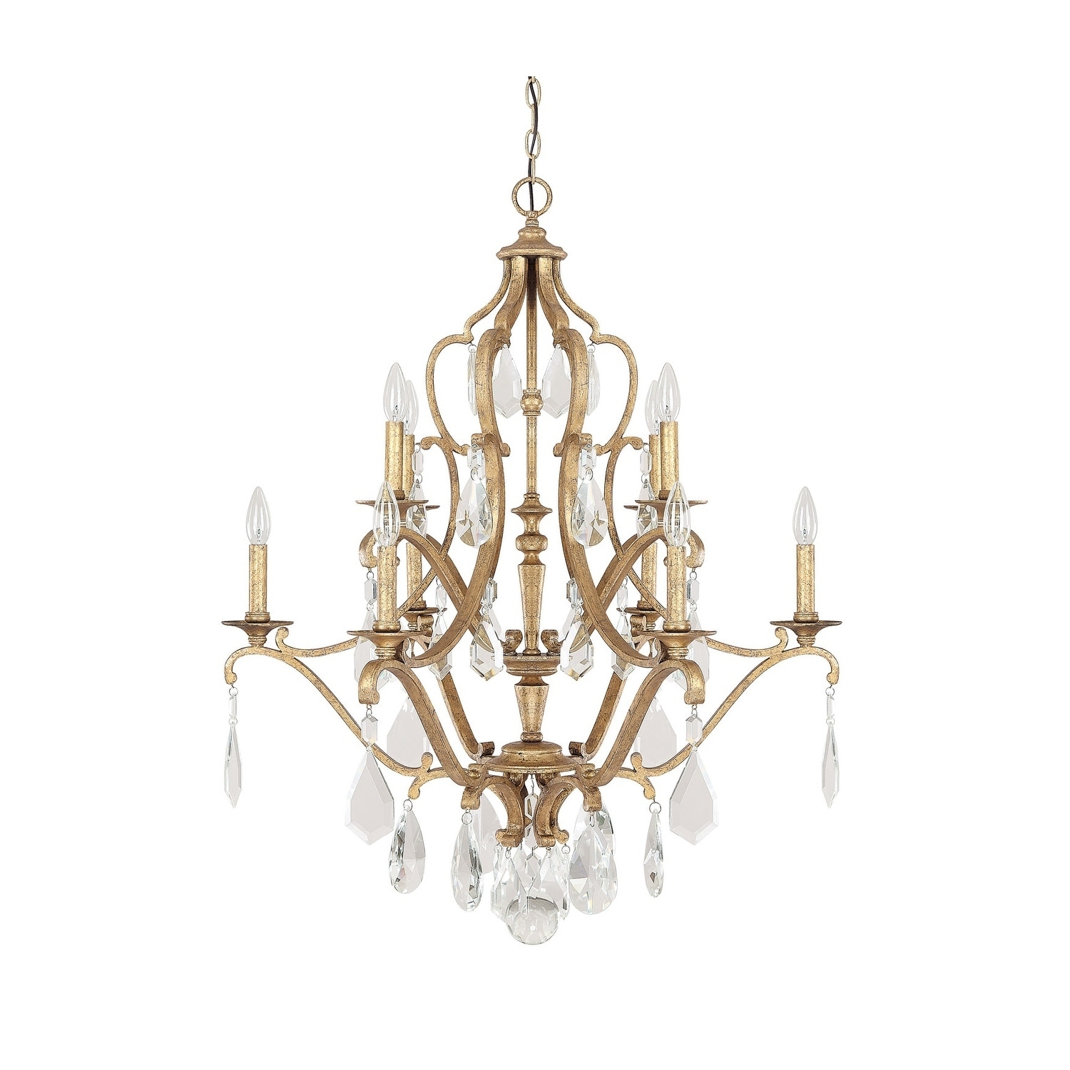 Blakely 10-light Antique Gold/Crystal Chandelier - Chandeliers For Bedrooms by Overstock.com