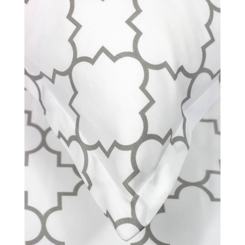 Printed Design Cotton Collection 400 Thread Count Grey Lattice Duvet Set