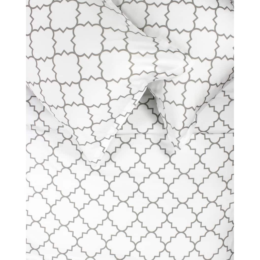 Printed Design Cotton Collection 400 Thread Count Grey Lattice Duvet Set