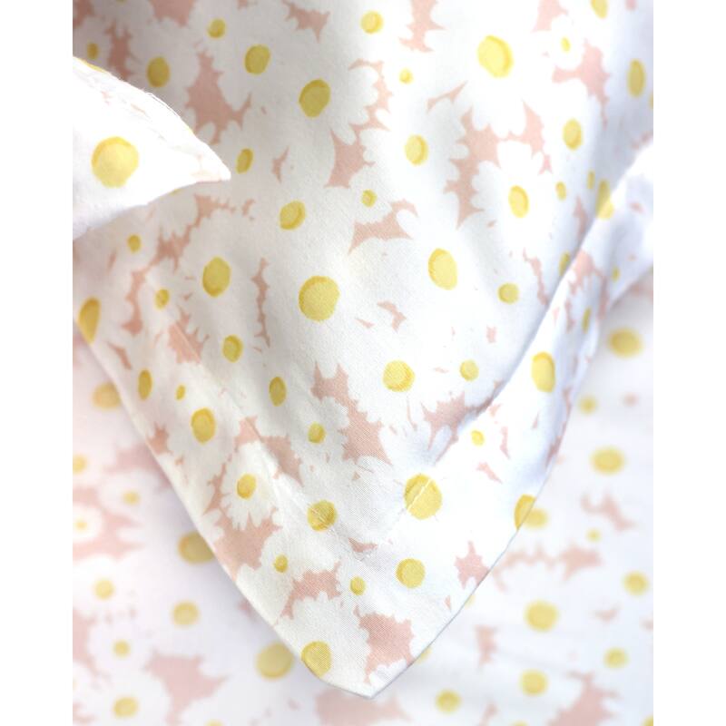 Printed Design Cotton Collection 400 Thread Count Pink Multi Daisies Duvet Set