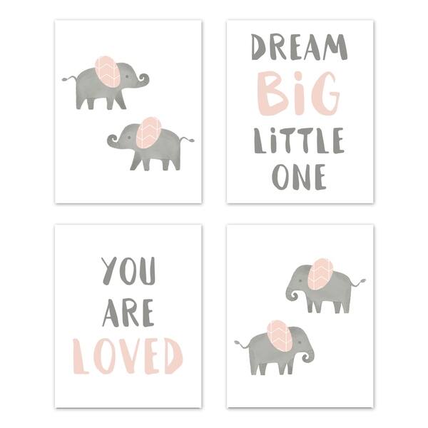 Shop Sweet Jojo Designs Blush Pink Grey Watercolor Elephant Safari