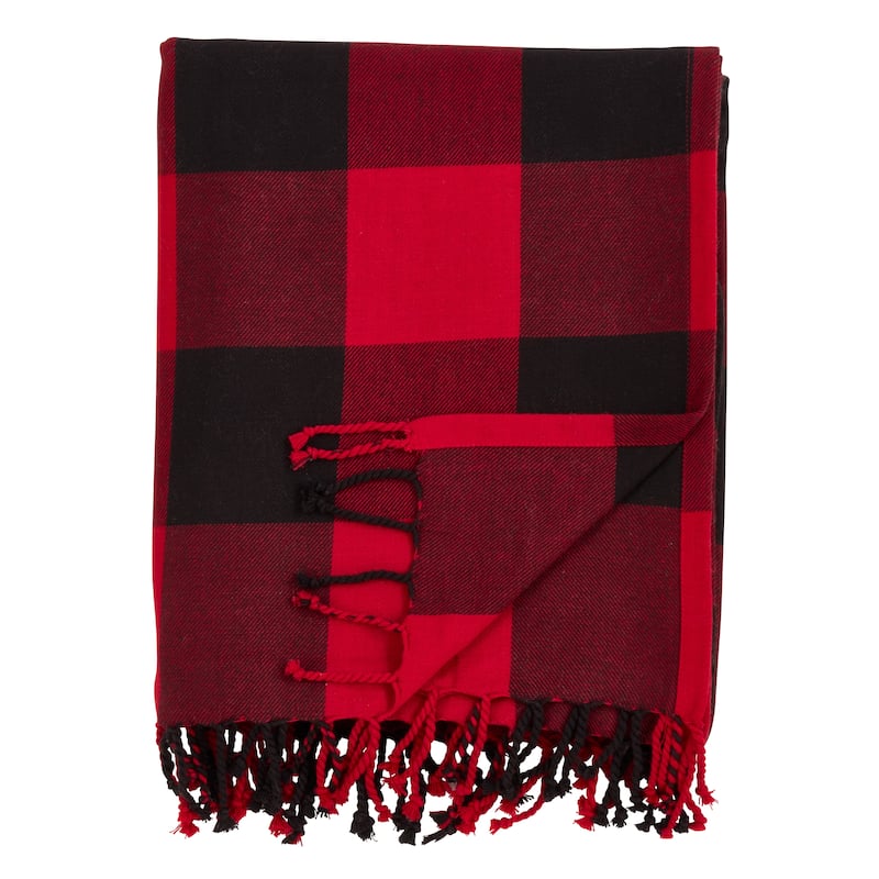 Buffalo Plaid And Tassels Cotton Throw